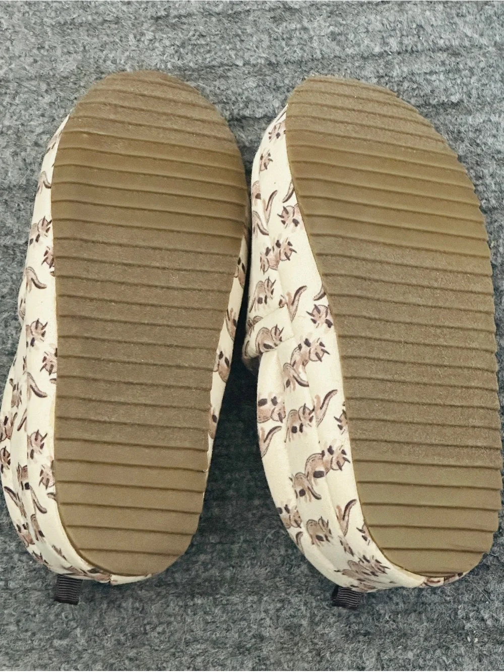NEW Carters Unisex Dinosaur Slippers XXL 13-1 True Slipper Sueded Khaki House
